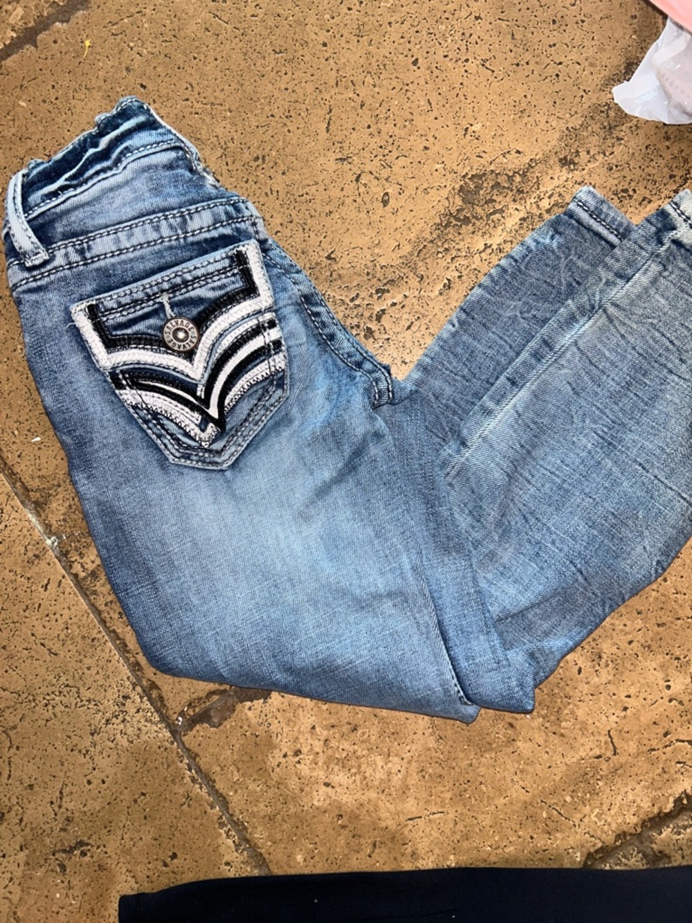 Salvage Light Wash Embellished Pocket Jeans kids 5R